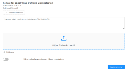 remiss Remissinstansen svarar på remissen via en länk