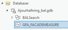 Fasadmått i defaultgeodatabasen