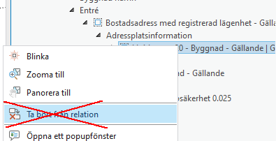 Använd ej Ta bort från relation