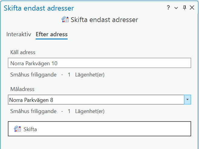 Skifta efter adress