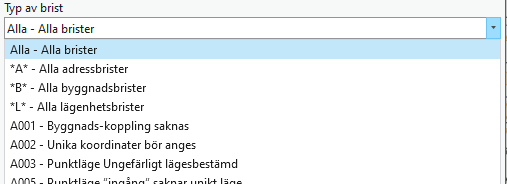 Sök BAL Brister
