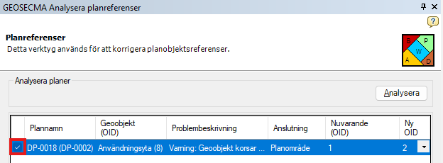 Analysera planreferenser
