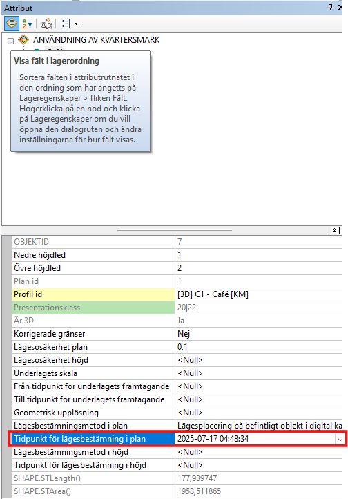Tidpunkt för lägesbestämning i plan