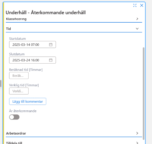 återkommande underhåll återkommande underhåll