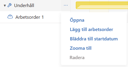 Utökad meny underhåll