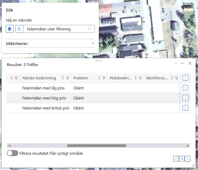 Sökrutin utan filter