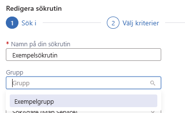 Inställningar > Sökrutiner > Gruppera sökrutin