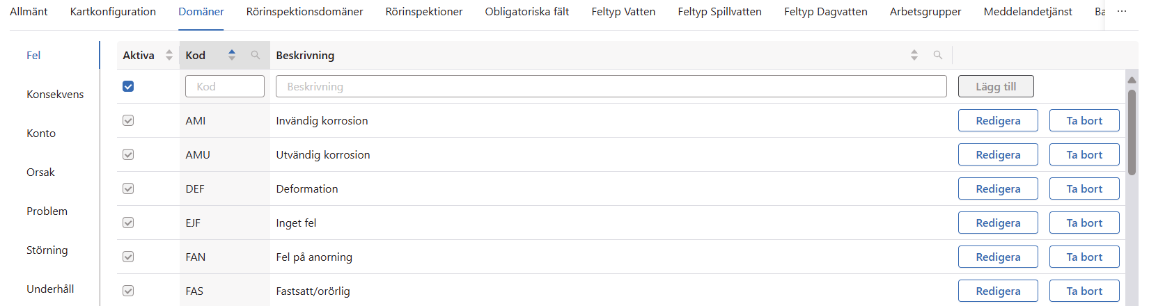 Inställningar > Domäner