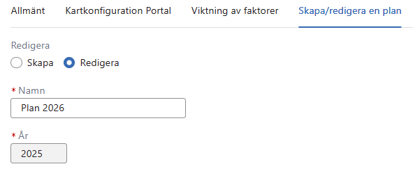 Inställningar > Skapa plan Inställningar > Skapa plan