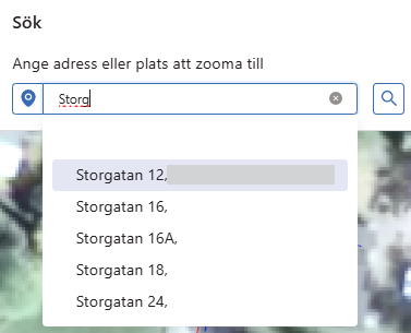 Exempel Sök adress Sök adress