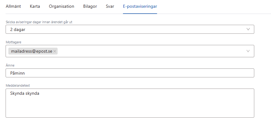 Inställningar > E-postaviseringar