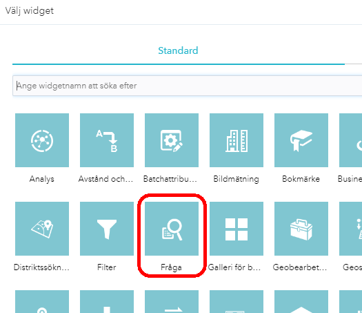 widget fråga markerad i Välj widget Widget Fråga markerad i Välj widget