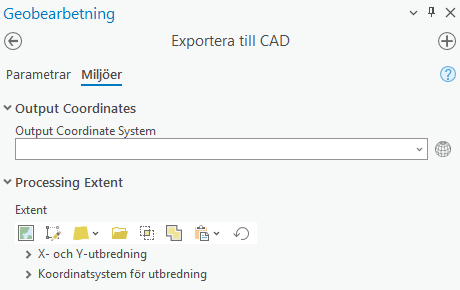 CAD Export flik miljöer