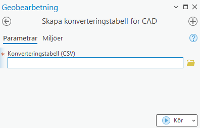 CAD Export flik miljöer