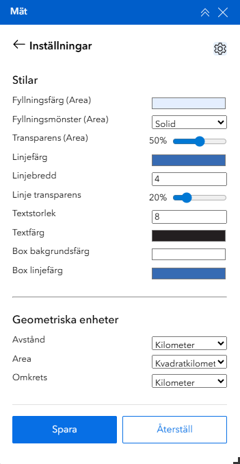 installningar Mätverktyget