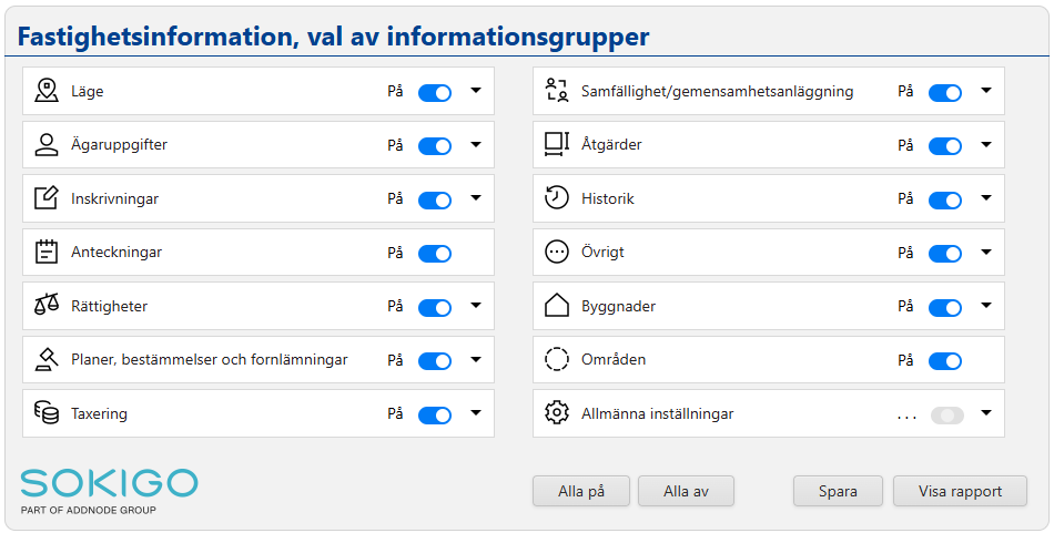 Rapport Fastighetsinformation med val Rapport Fastighetsinformation med val