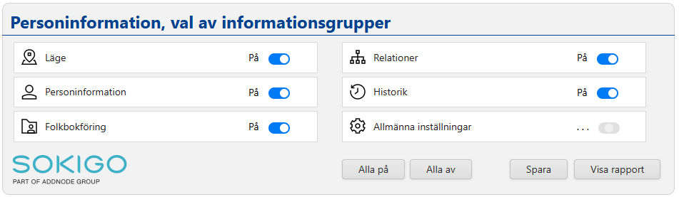 Rapport Personinformation med val Rapport Personinformation med val