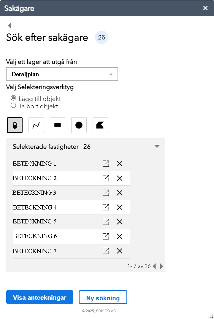 Område välj objekt