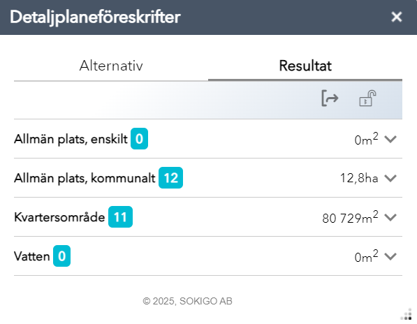 Analysera detaljplaneföreskrifter Flik Resultat