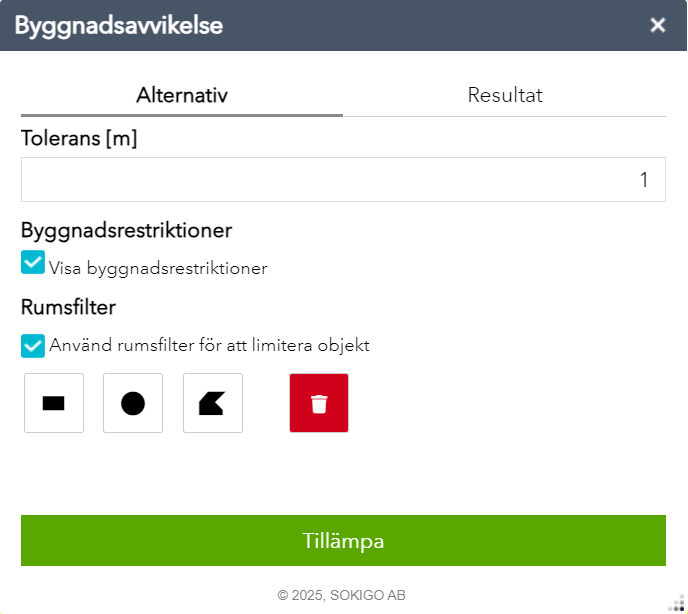 Analysera detaljplaneföreskrifter Flik Alternativ
