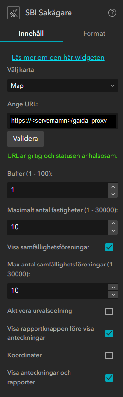 Konfigurera SBI Sakägare Konfigurera widget för SBI Sakägare