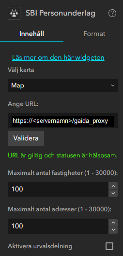 Konfigurera SBI Personunderlag Konfigurera widget för SBI Personunderlag