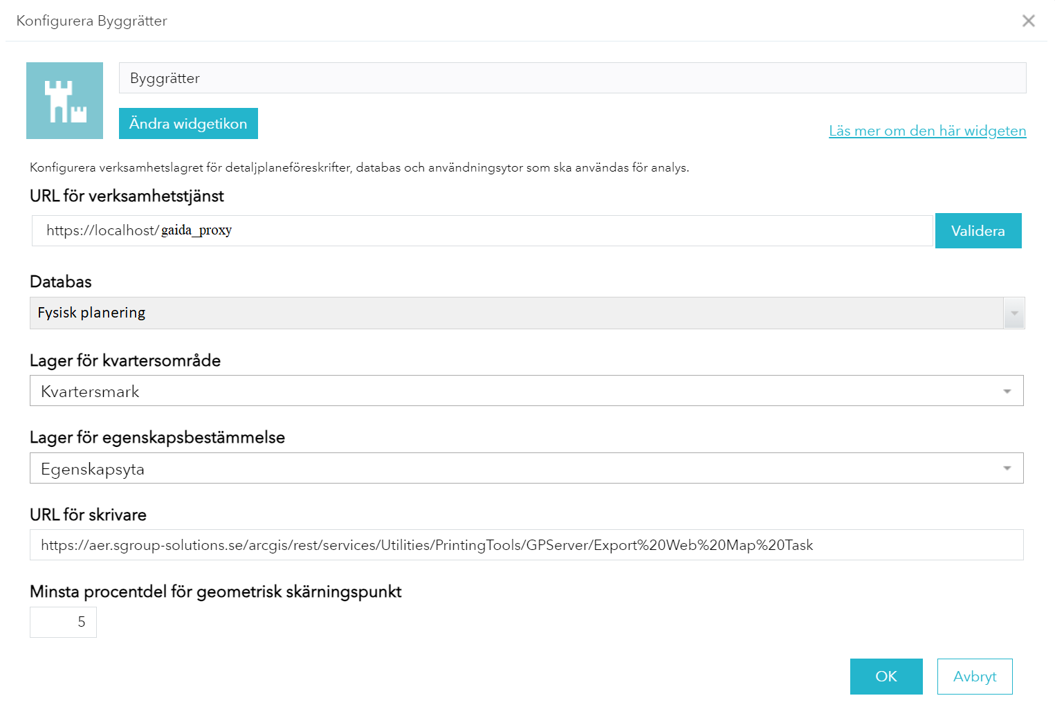 Konfigurera widget för Byggrätter