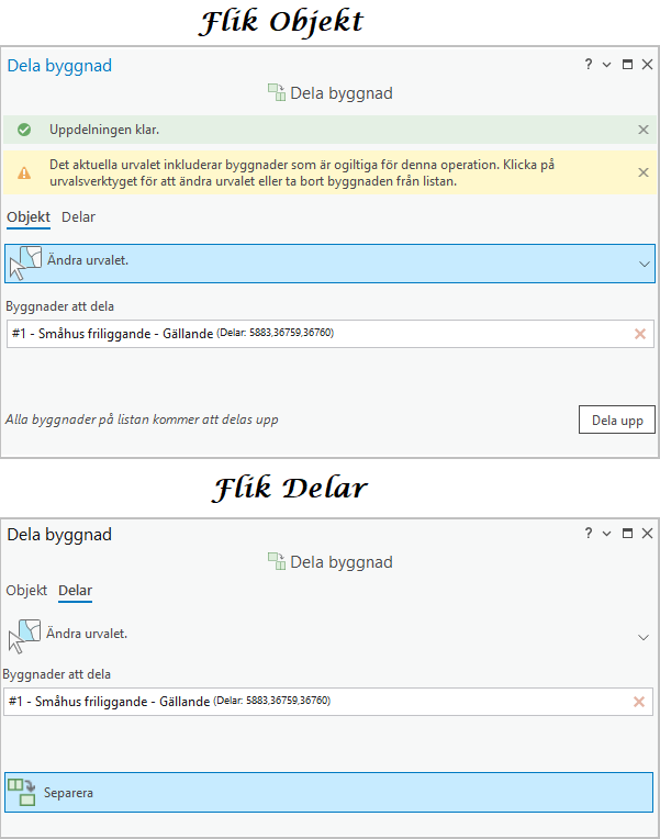 Dela byggnad båda flikarna i samma bild