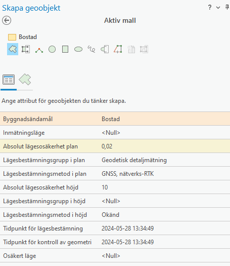 Skapa geoobjekt aktiv mall