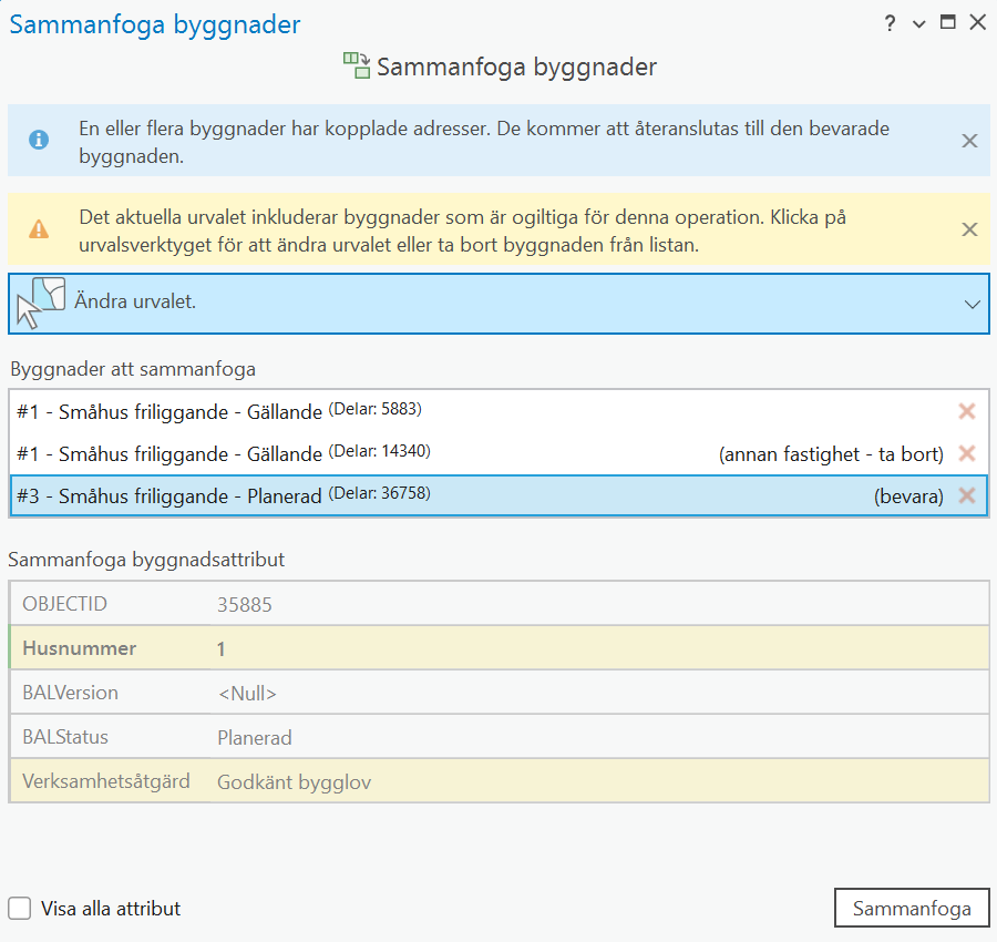 Sammanfoga byggnader