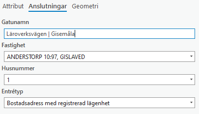 Adress Attribut anslutningar