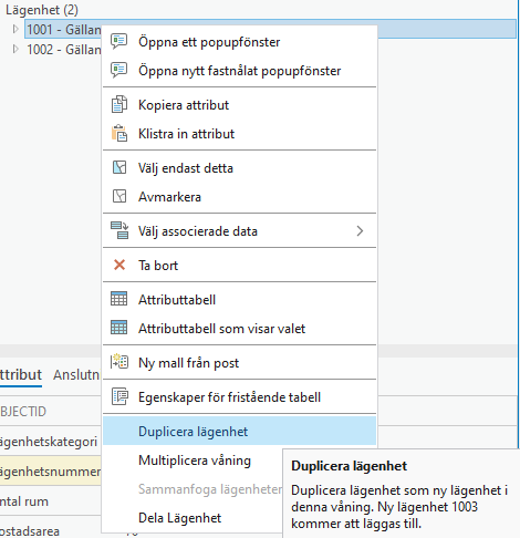 hogerklick duplicera lägenhet