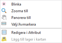 Högerklicksmeny Lista med felkoder