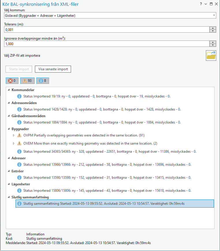 BAL initial import med sammanfattning