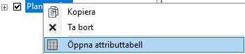 Öppna attributtabell